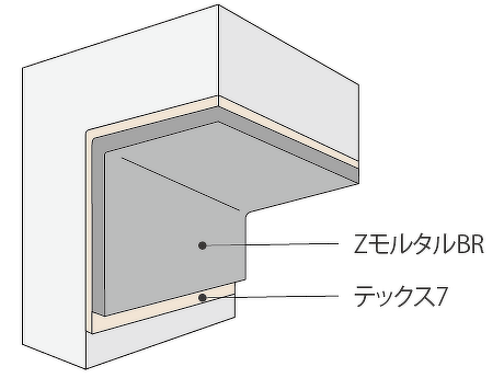 断面修復工　繊維強化型耐硫酸性モルタル（厚付け用）ZモルタルBR